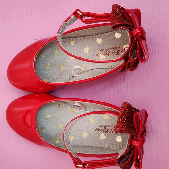 Little Girls Red Glitter Patent Bow Flats size 10 toddler - Picture 5 of 5